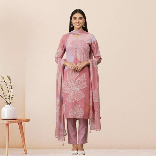 Women's Pack of 3 Pure Cotton Kurtis with Pant & Dupatta |C-04