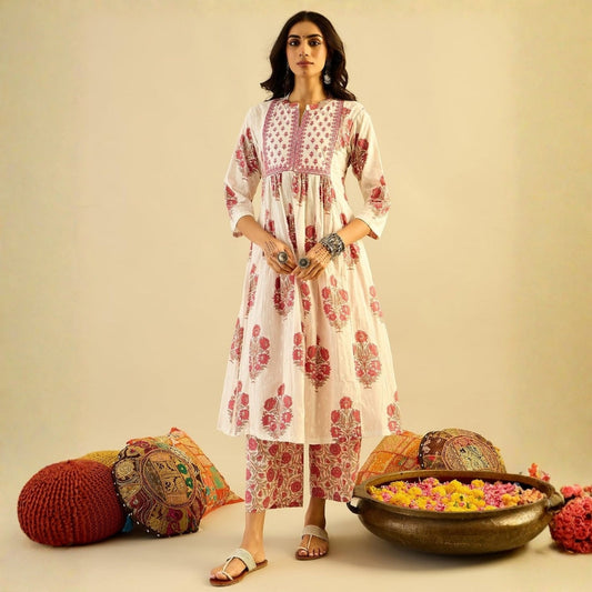 Pack of 2 Premium Cotton Kurtis with Plazzo Pant & Dupatta – Casual Ethnic| C-12