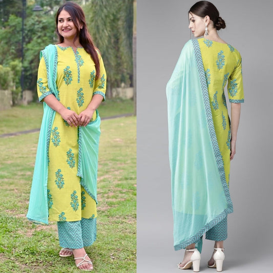 Pack of 2 Premium Cotton Kurtis with Plazzo Pant & Dupatta – Casual Ethnic| C-14