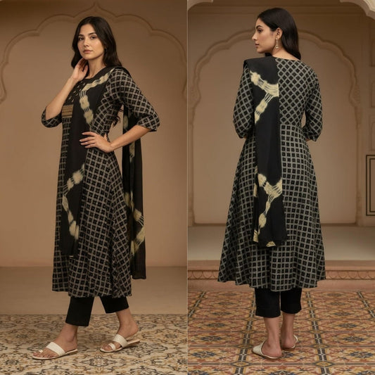 Pack of 2 Premium Cotton Kurtis with Pant & Dupatta – Casual Ethnic| C-17