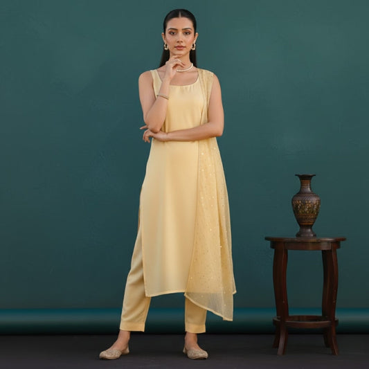 Women's Pack of 3 Pure Cotton Kurtis with Pant & Dupatta |C-018